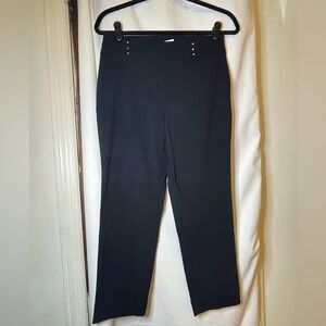NWOT JM Collection Black Tapered Pull On Trouser Pants w Metallic Accent Size MP